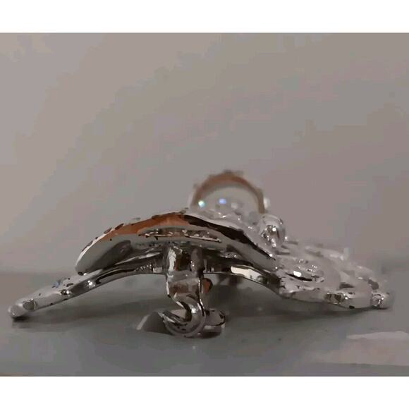 Vintage Monet Angel Brooch Rhinestone Silver Tone Pin - Picture 6 of 11